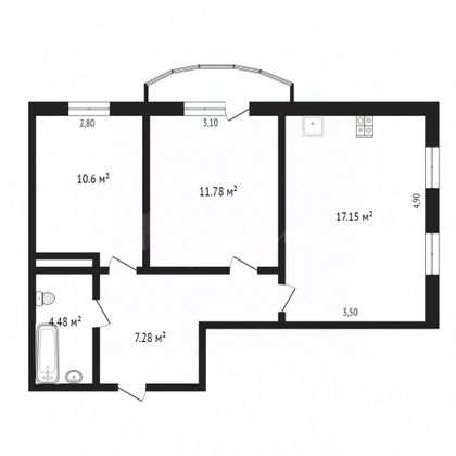 Продажа 2-комнатной квартиры 52,5 м², 16/16 этаж