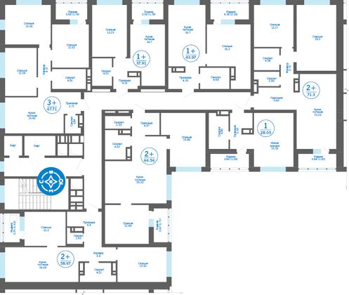Продажа 2-комнатной квартиры 64,4 м², 14/17 этаж