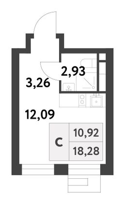 Продажа квартиры-студии 18,3 м², 2/16 этаж