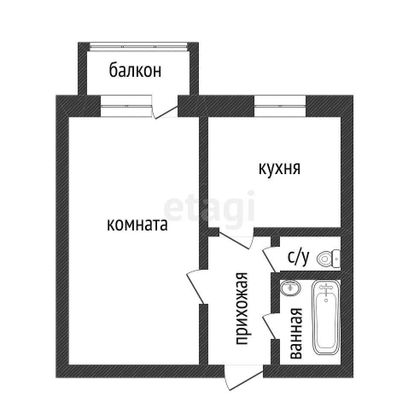 Продажа 1-комнатной квартиры 33 м², 5/9 этаж