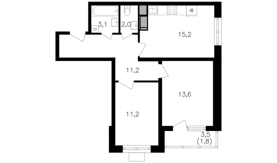 Продажа 2-комнатной квартиры 59,2 м², 21/25 этаж