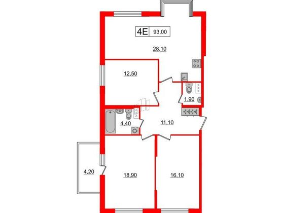 Продажа 3-комнатной квартиры 93 м², 5/9 этаж