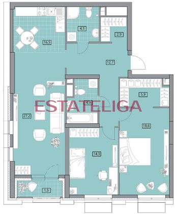 Продажа 2-комнатной квартиры 106 м², 9/27 этаж