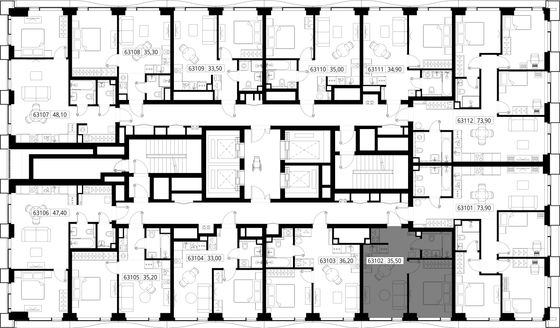 Продажа 1-комнатной квартиры 35,5 м², 31/48 этаж