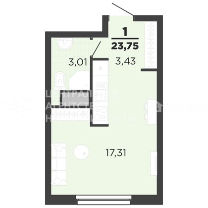 Продажа квартиры-студии 24 м², 2/14 этаж