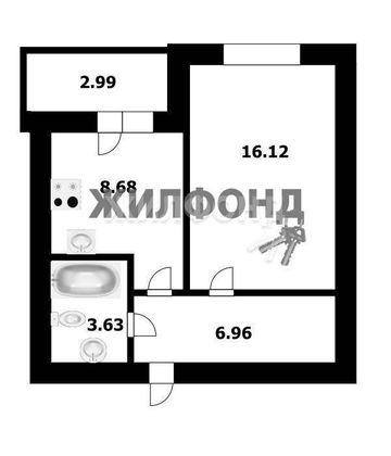 Продажа 1-комнатной квартиры 34,8 м², 2/9 этаж