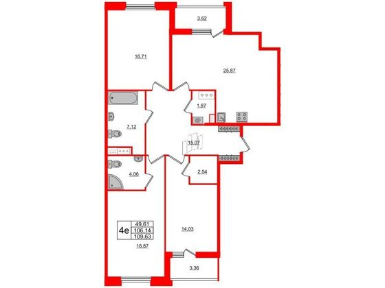 Продажа 3-комнатной квартиры 106,1 м², 8/10 этаж