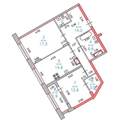 Продажа 2-комнатной квартиры 70,3 м², 3/27 этаж