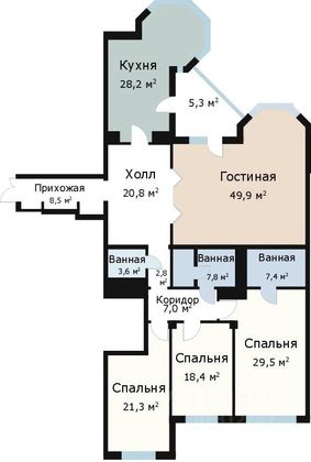 Продажа 4-комнатной квартиры 205,2 м², 3/18 этаж