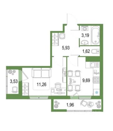 Продажа 1-комнатной квартиры 35 м², 13/22 этаж