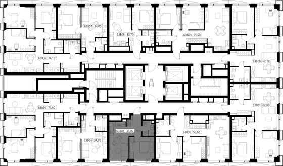 Продажа 1-комнатной квартиры 33 м², 38/48 этаж