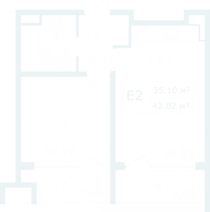 Продажа 1-комнатной квартиры 42,8 м², 9/12 этаж