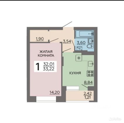 Продажа 1-комнатной квартиры 33 м², 11/23 этаж