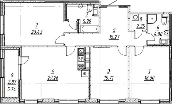 Продажа 3-комнатной квартиры 119 м², 7/10 этаж