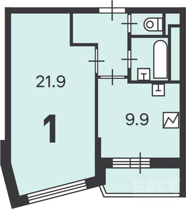 Продажа 1-комнатной квартиры 39,4 м², 5/26 этаж