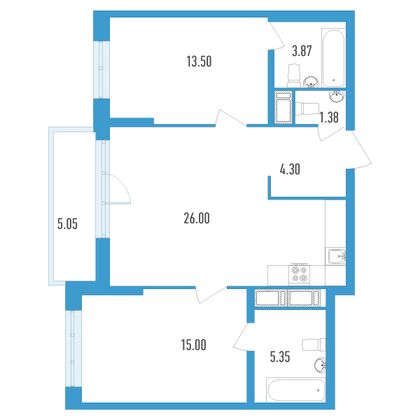 Продажа 2-комнатной квартиры 71,3 м², 12/18 этаж