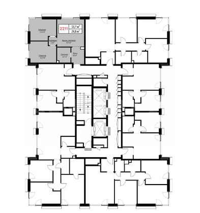 Продажа 2-комнатной квартиры 54 м², 30/30 этаж