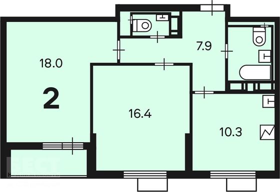 Продажа 2-комнатной квартиры 58 м², 19/19 этаж