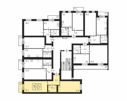 Продажа 1-комнатной квартиры 40,7 м², 3/4 этаж