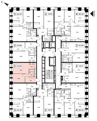 59,9 м², 2-комн. квартира, 22/22 этаж