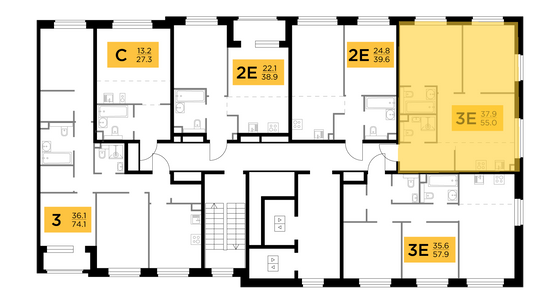 Продажа 3-комнатной квартиры 55 м², 14/20 этаж
