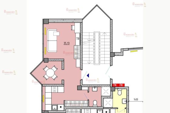 Продажа 1-комнатной квартиры 35 м², 3/25 этаж