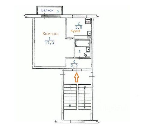 Продажа 1-комнатной квартиры 28,1 м², 2/5 этаж