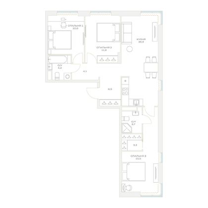 Продажа 3-комнатной квартиры 85,5 м², 6/23 этаж