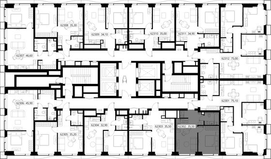 Продажа 1-комнатной квартиры 35,5 м², 23/48 этаж