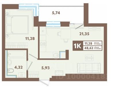 Продажа 2-комнатной квартиры 49 м², 2/4 этаж