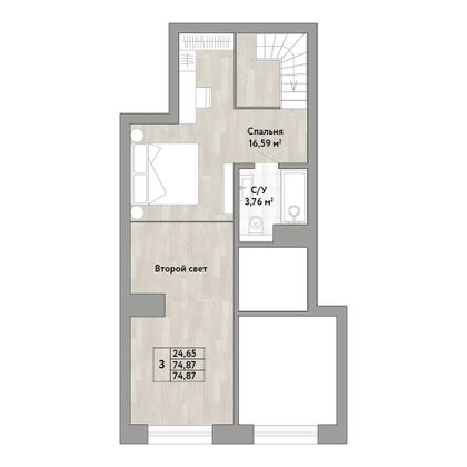 Продажа 3-комнатной квартиры 74,9 м², 1/22 этаж