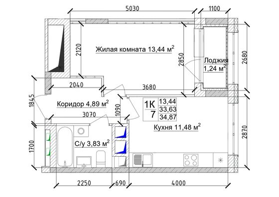 Продажа 1-комнатной квартиры 35,6 м², 5/15 этаж