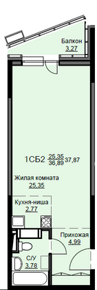 Продажа квартиры-студии 37,9 м², 7/17 этаж