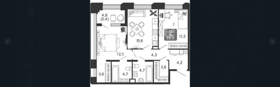 Продажа 2-комнатной квартиры 66,8 м², 11/17 этаж