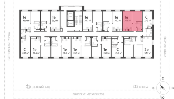 35,1 м², 1-комн. квартира, 12/12 этаж