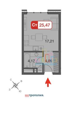 Продажа квартиры-студии 26 м², 6/30 этаж