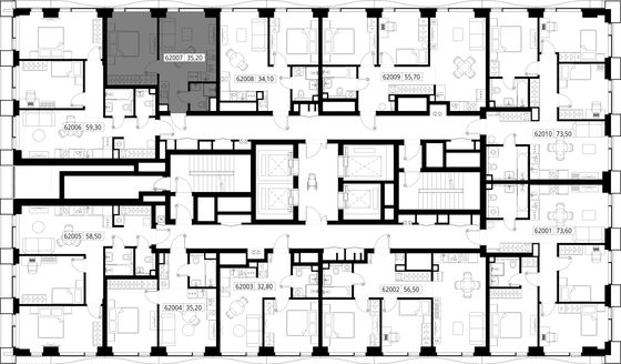 Продажа 1-комнатной квартиры 35,2 м², 20/48 этаж