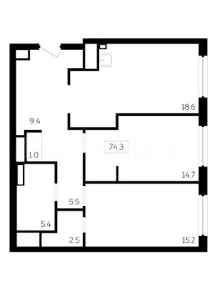 Продажа 2-комнатной квартиры 74,3 м², 22/36 этаж