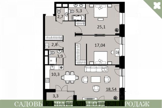 Продажа 3-комнатной квартиры 118 м², 6/11 этаж