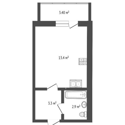 Продажа квартиры-студии 17,3 м², 4/5 этаж