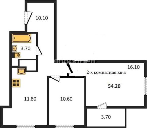 Продажа квартиры-студии 54,2 м², 23/25 этаж