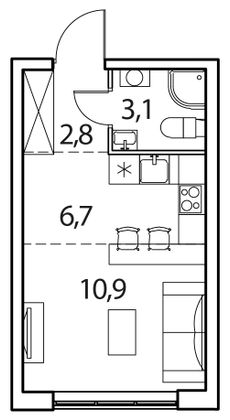 23,6 м², студия, 17/17 этаж