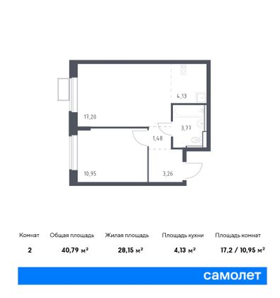 40,8 м², 1-комн. квартира, 10/12 этаж