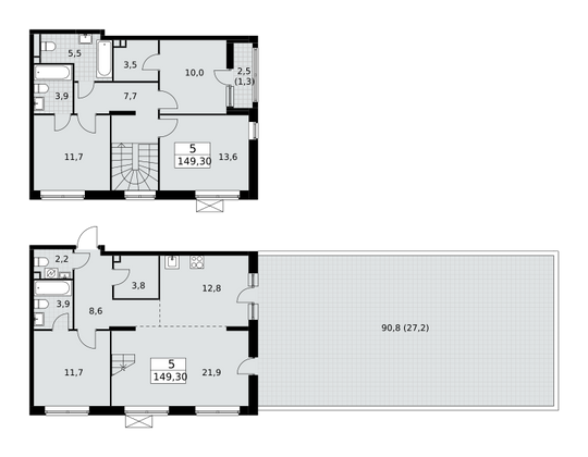 149,3 м², 5-комн. квартира, 2/16 этаж