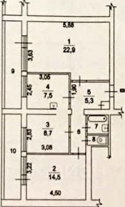 Продажа 3-комнатной квартиры 65 м², 3/12 этаж