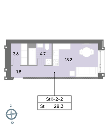 Продажа квартиры-студии 28,3 м², 2/52 этаж