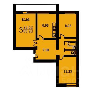 Продажа 3-комнатной квартиры 65 м², 14/16 этаж