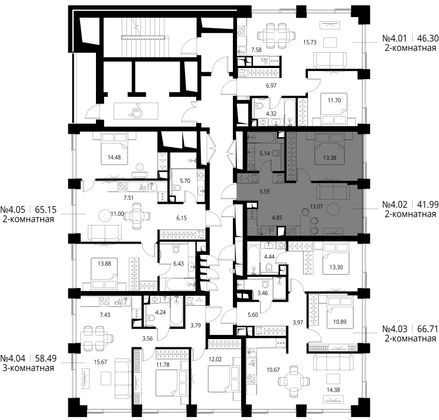 Продажа 2-комнатной квартиры 42 м², 4/24 этаж