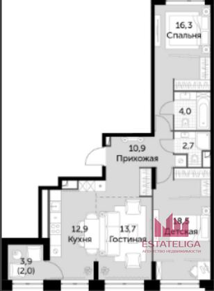 Продажа 3-комнатной квартиры 79,6 м², 6/22 этаж