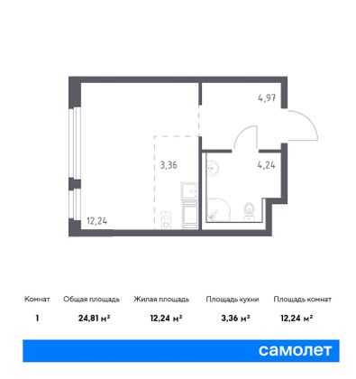 24,8 м², студия, 4/11 этаж